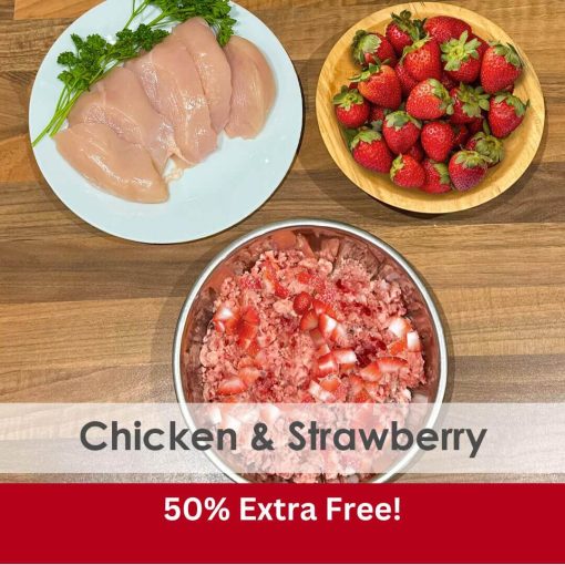 Chicken & Strawberry Raw 1kg - 2x Boxes of 12